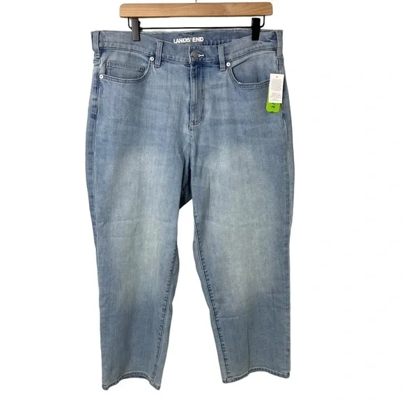 Lands End High Rise Straight Ankle Jeans Light Wash Plus Size 16 - Picture 2 of 11
